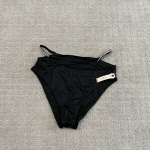Victoria’s Secret high rise shine strap black full coverage bottom large NWT